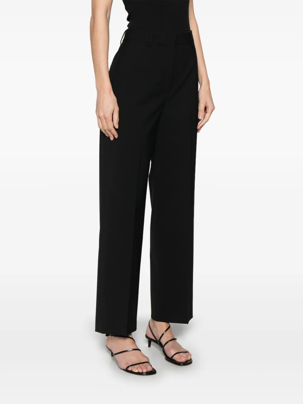 Theory High waist straight broek Zwart
