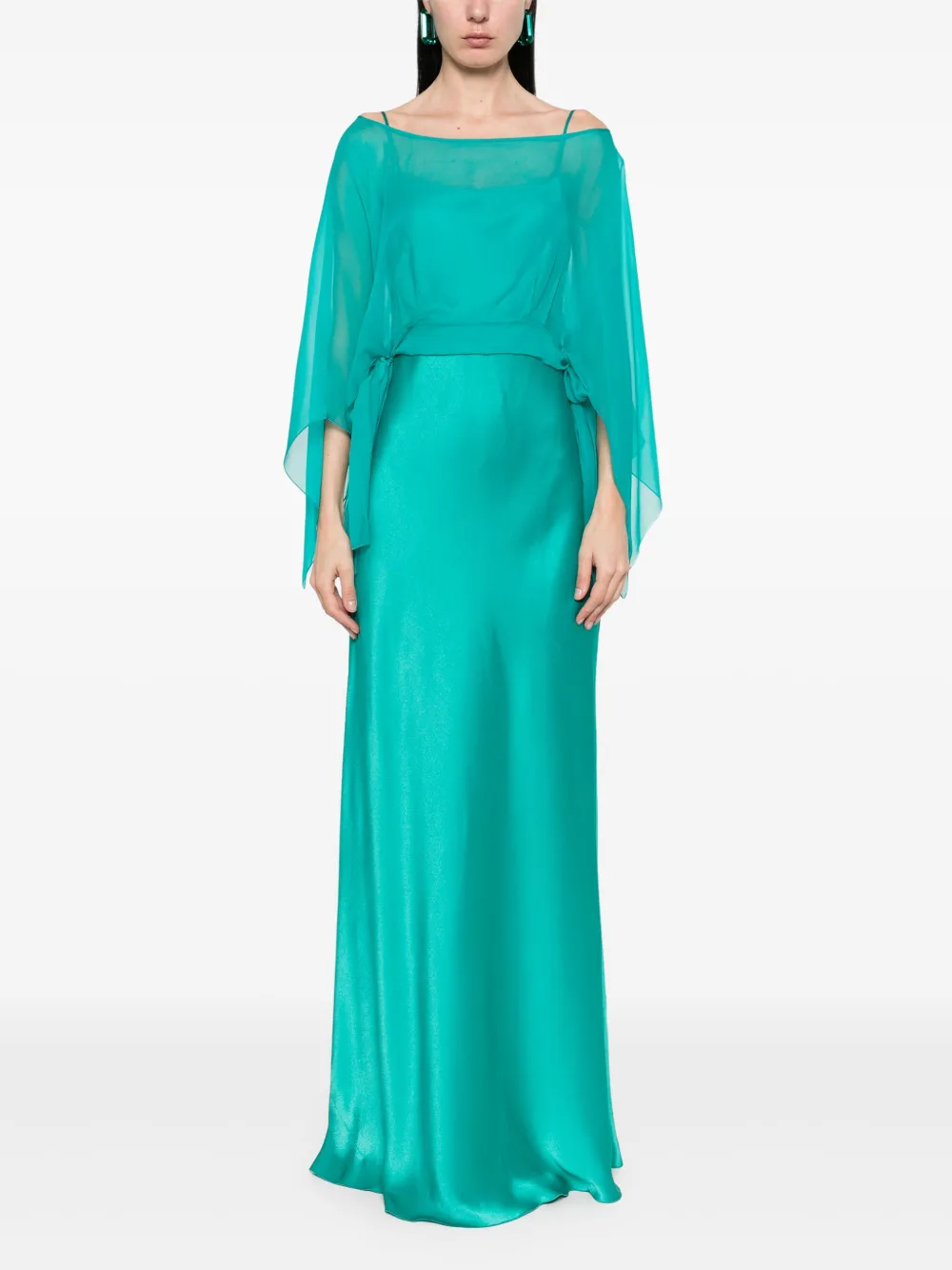 Alberta Ferretti Chiffon gelaagde maxi-jurk - Groen