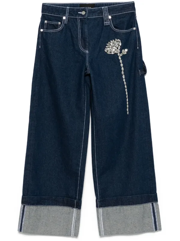 【SIMONE ROCHA】Embellished Carnation ボーイフレンドジーンズ Simone Rocha Embellished Carnation Jeans | Blue | FARFETCH