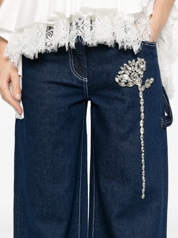 【SIMONE ROCHA】Embellished Carnation ボーイフレンドジーンズ Simone Rocha Embellished Carnation Jeans | Blue | FARFETCH