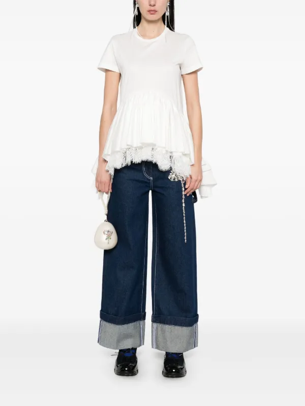 【Simone Rocha】フローラル アップリケ ストレート パンツ Simone Rocha】フローラル アップリケ ストレート パンツ Simone