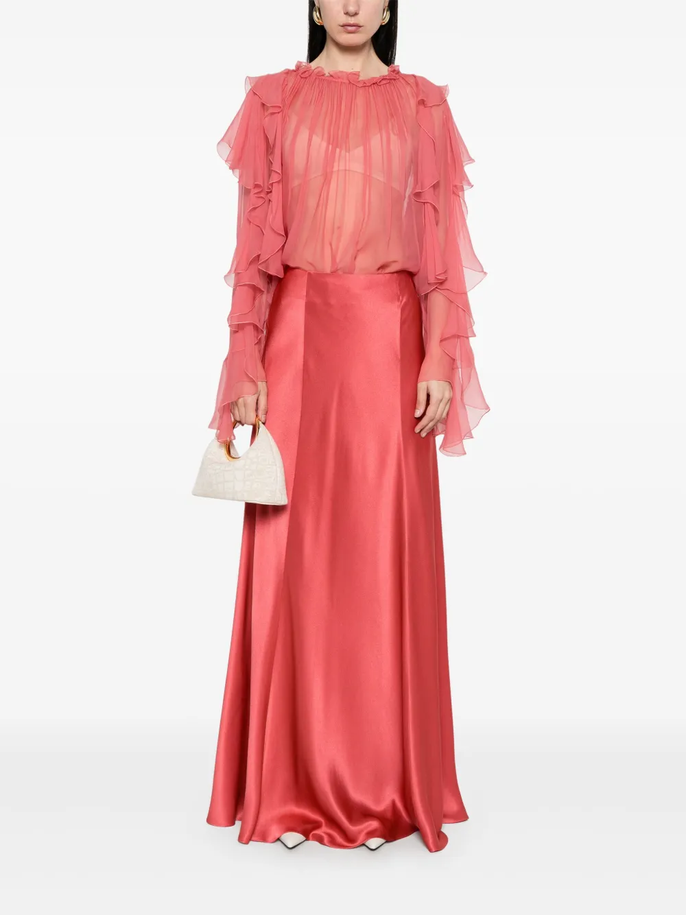 Alberta Ferretti Satijnen maxi-rok - Rood