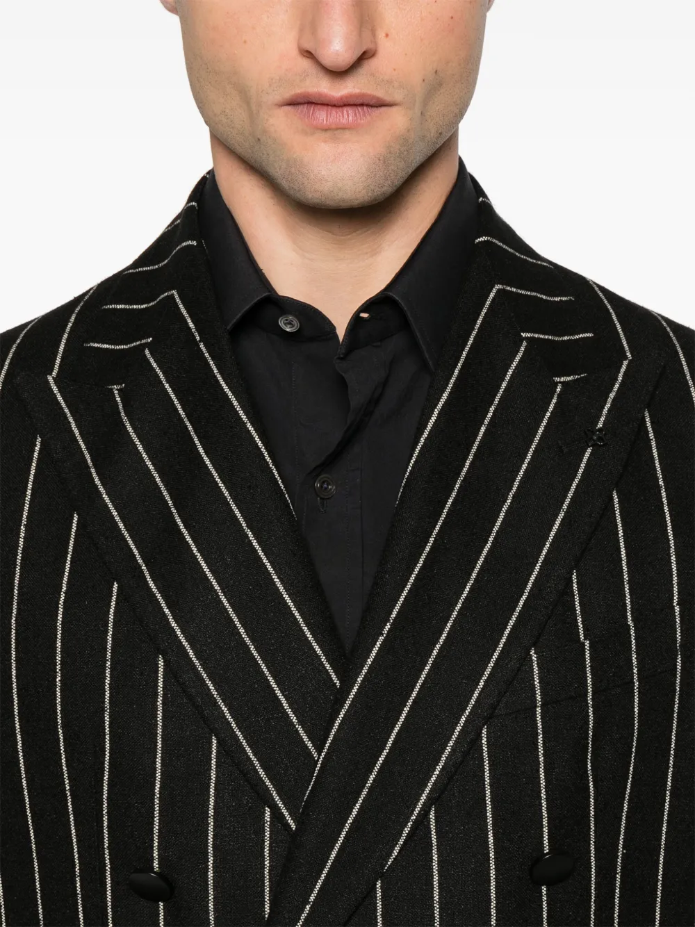 Shop Tagliatore Striped Blazer In Black