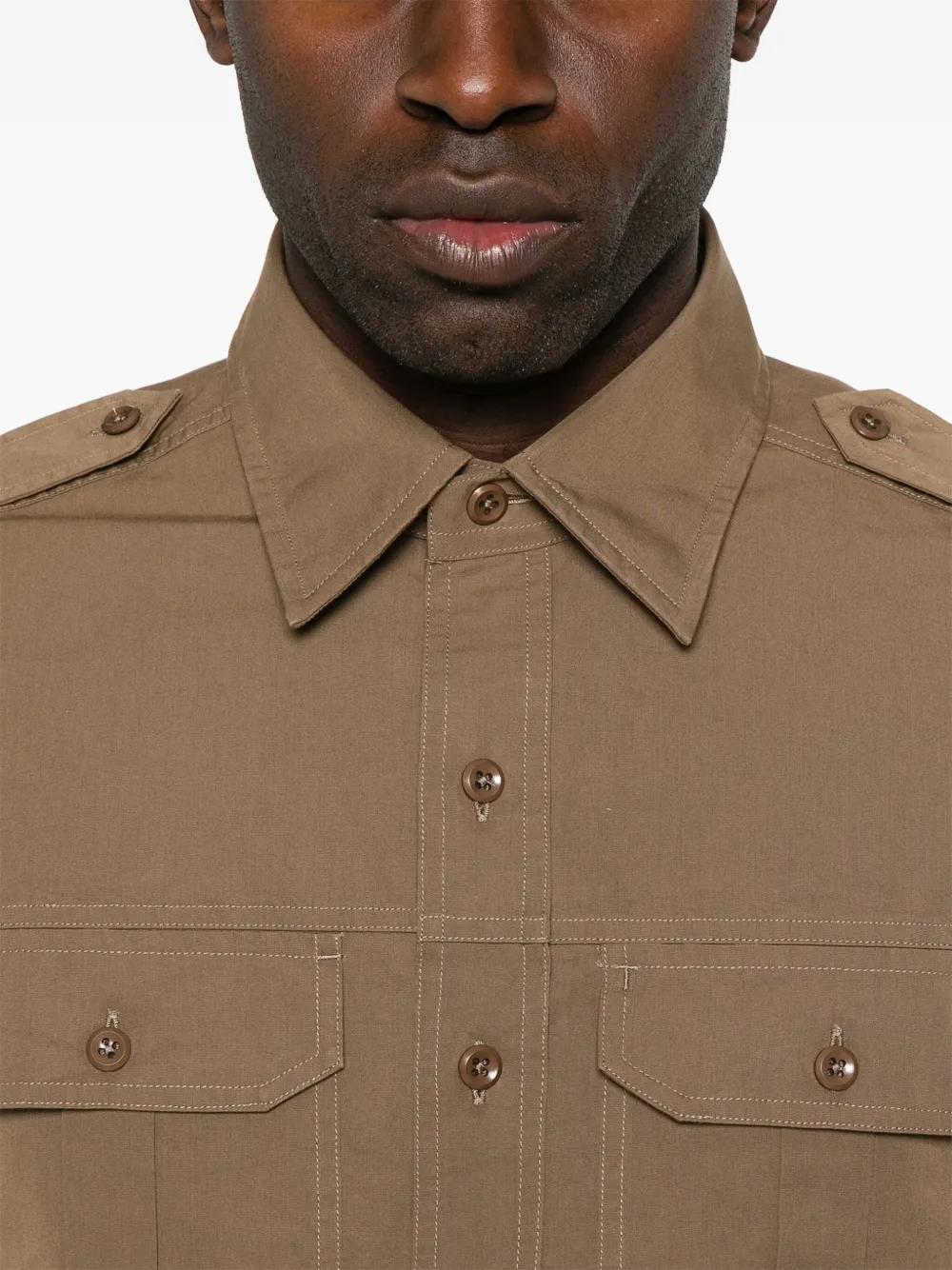 TOM FORD Popeline overhemd Bruin