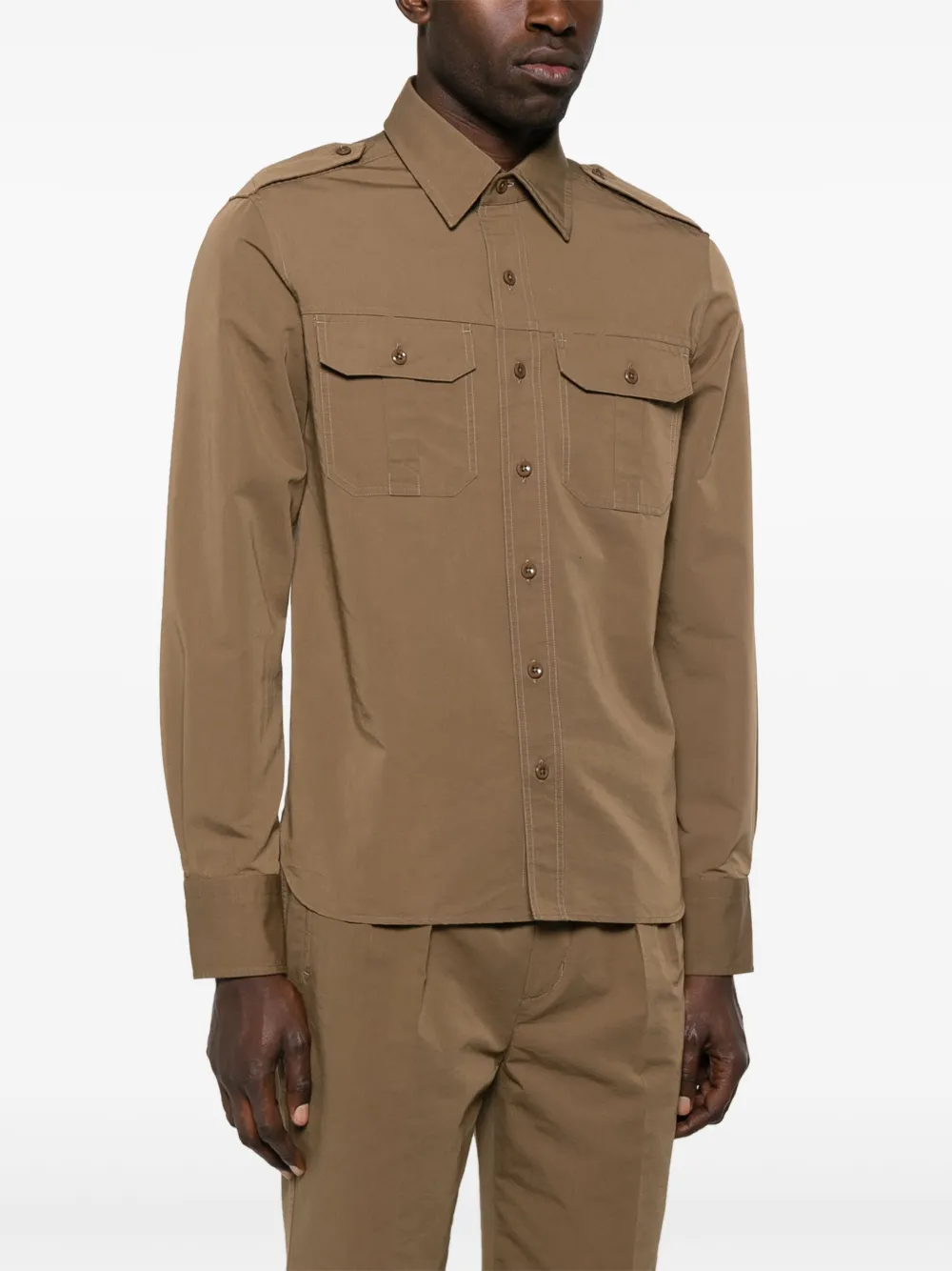 TOM FORD Popeline overhemd Bruin