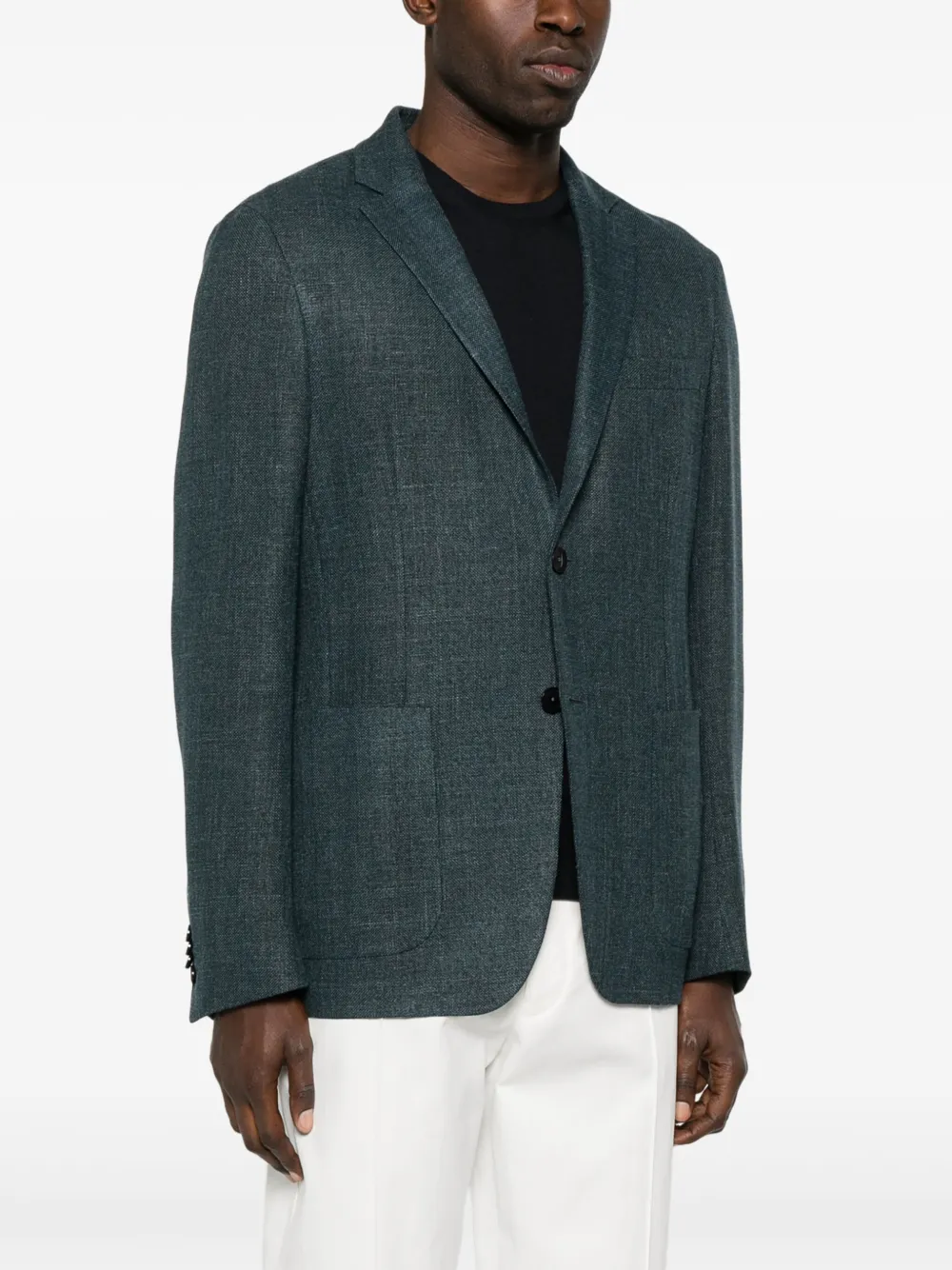 Shop Zegna Buttoned Blazer In Blue