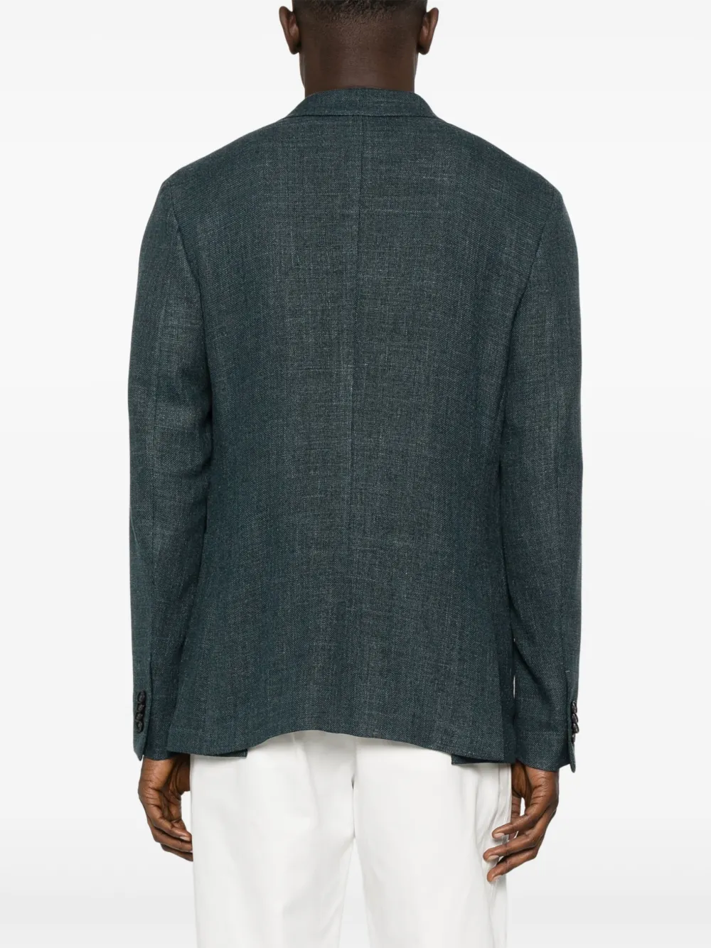 Shop Zegna Buttoned Blazer In Blue