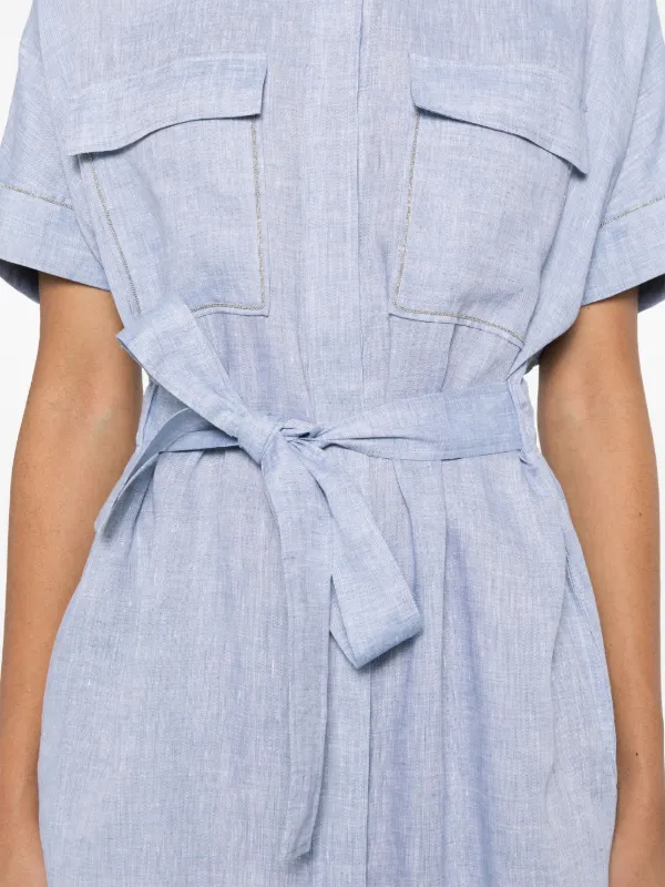 Peserico Linen Midi Dress | Blue | FARFETCH