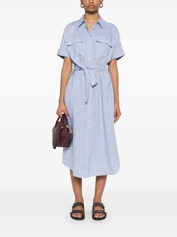 パーティードレス PESERICO Linen midi dress Peserico Linen Midi Dress | Blue | FARFETCH