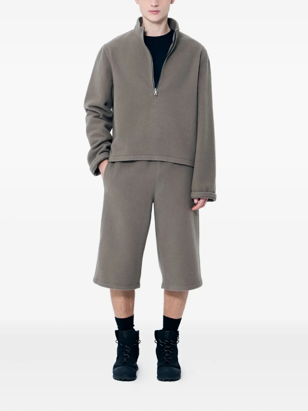 Rier Fleece Elasticated-waist Shorts In Gray