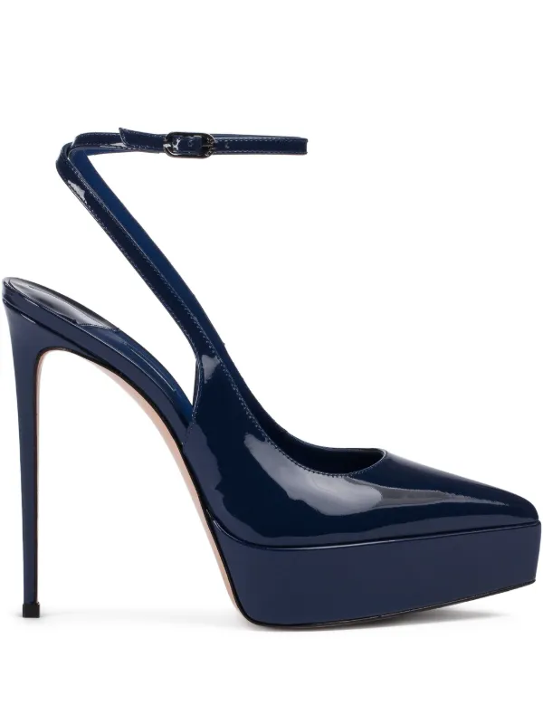 Le Silla Uma Patent Leather Platform Pumps Blue FARFETCH MY