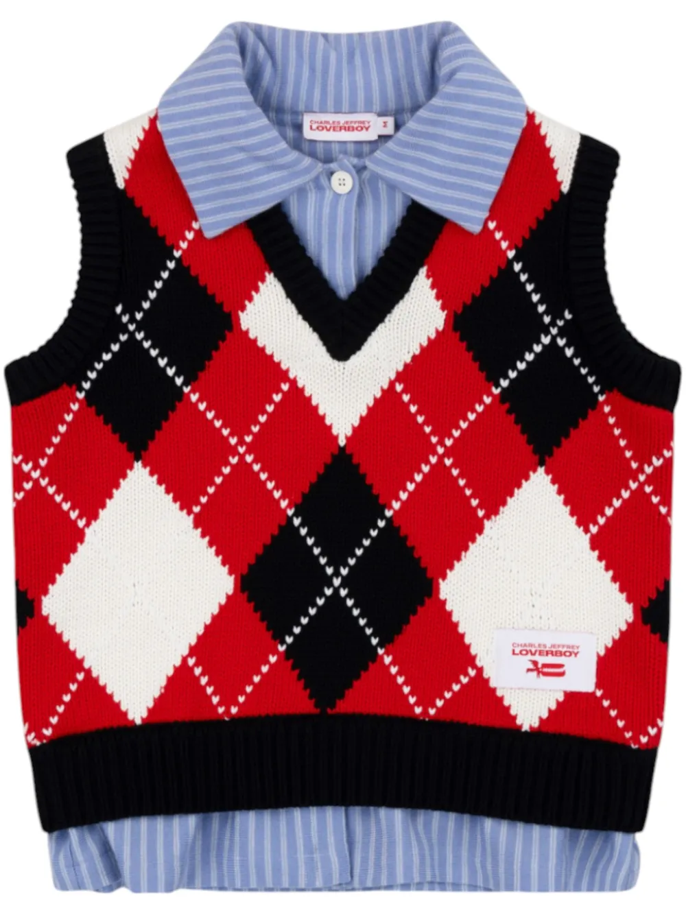 argyle-motif sweater