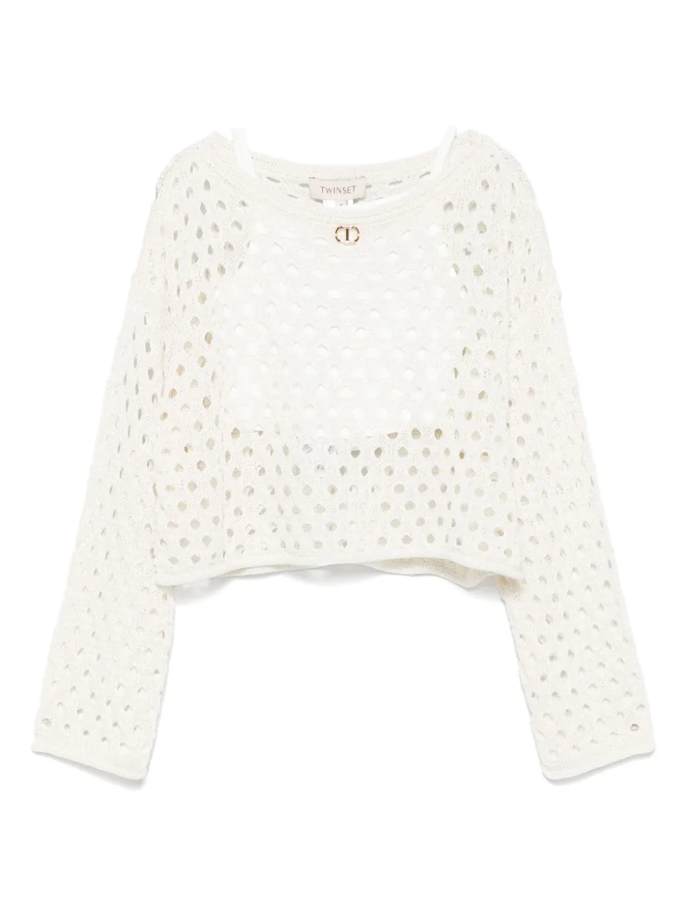 TWINSET Kids Opengebreide trui Beige