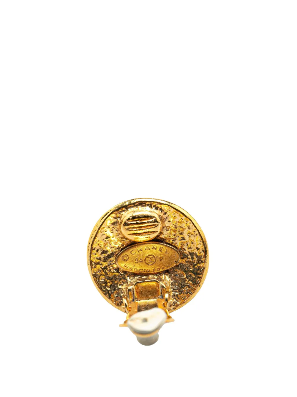 Pre-owned Chanel 1994 Gold Plated Cc Clip On Earrings Costume Earrings