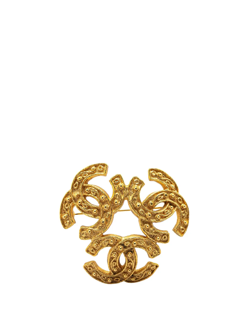 CHANEL Pre-Owned 1994 Gold Plated Triple CC Brooch costume brooch | Gold | Image 1