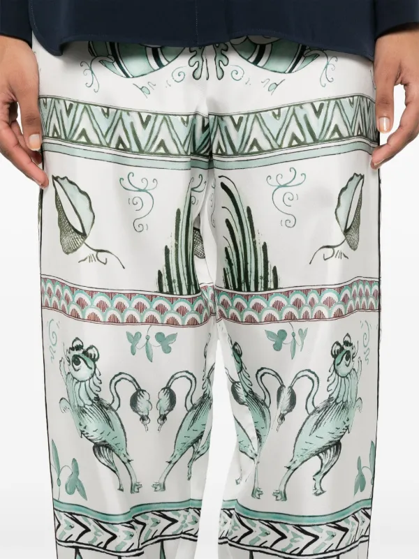 Pantalon En Coton Soie Fabiana Filippi - Taille 40, Blanc Et Taupe, Occasion Très Bon état