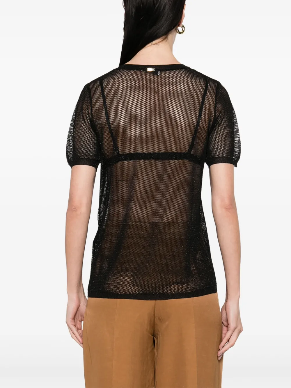 Herno Opengebreid T-shirt Zwart