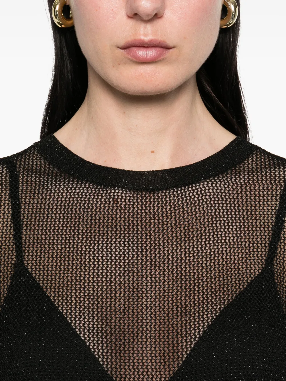 Herno Opengebreid T-shirt Zwart