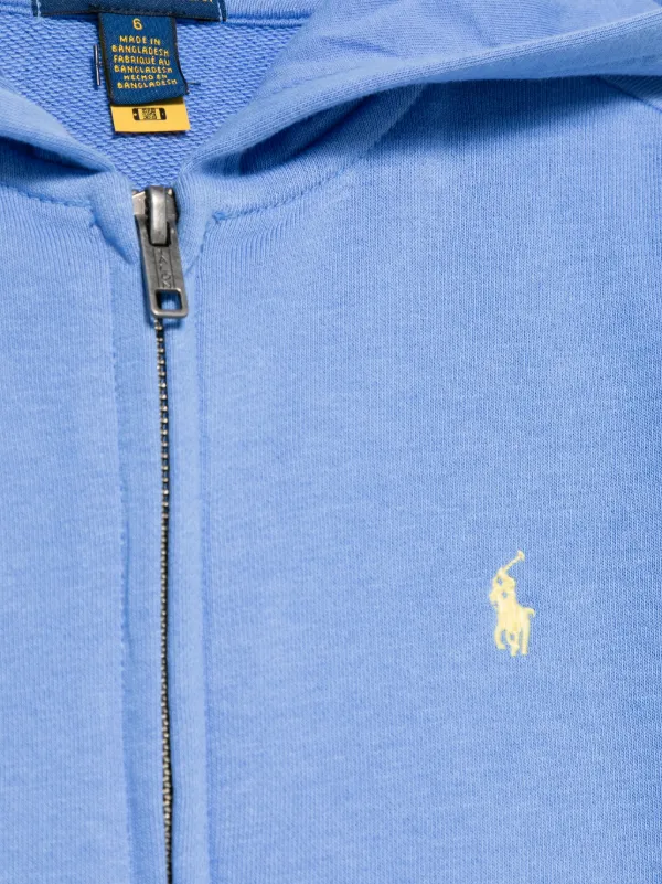 Polo Ralph Lauren zip hoodie 短丈 水色 Polo Ralph Lauren Full Zip Cotton Blend Fleece Hoodie | Nordstrom