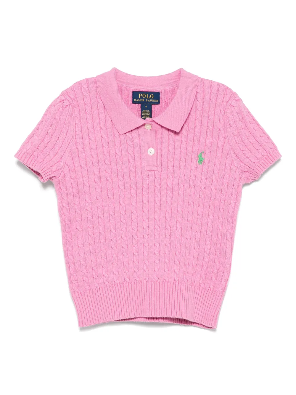 POLO RALPH LAUREN KIDS Kabelgebreid poloshirt Roze