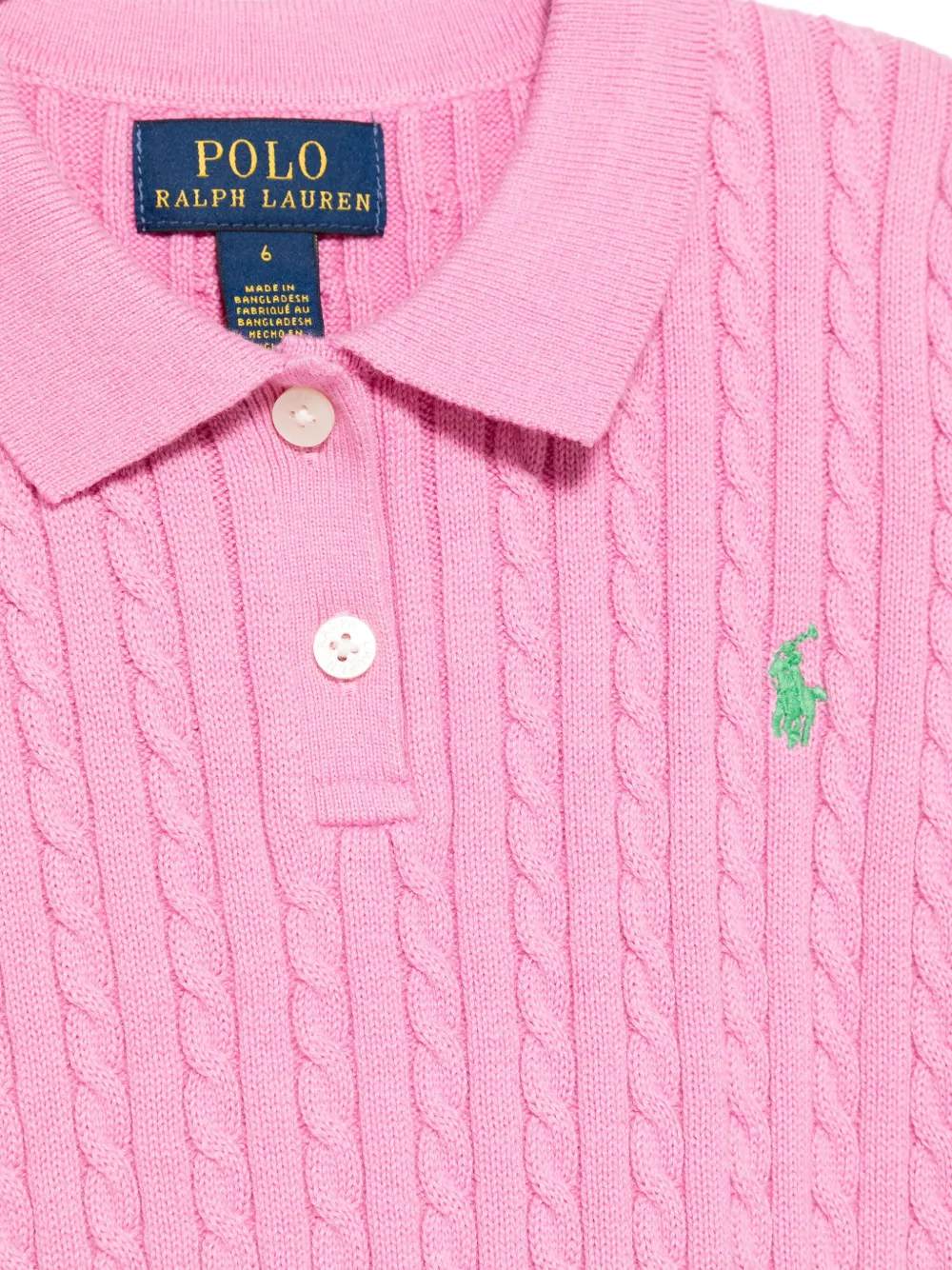 POLO RALPH LAUREN KIDS Kabelgebreid poloshirt Roze
