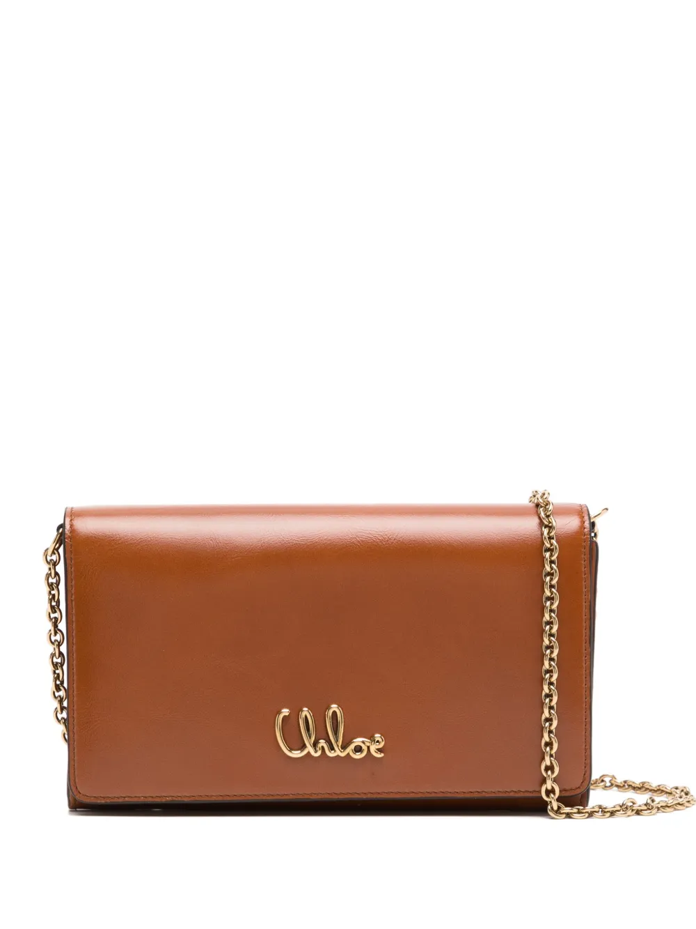 Chloé Ironic crossbodytas met omslag en ketting Bruin