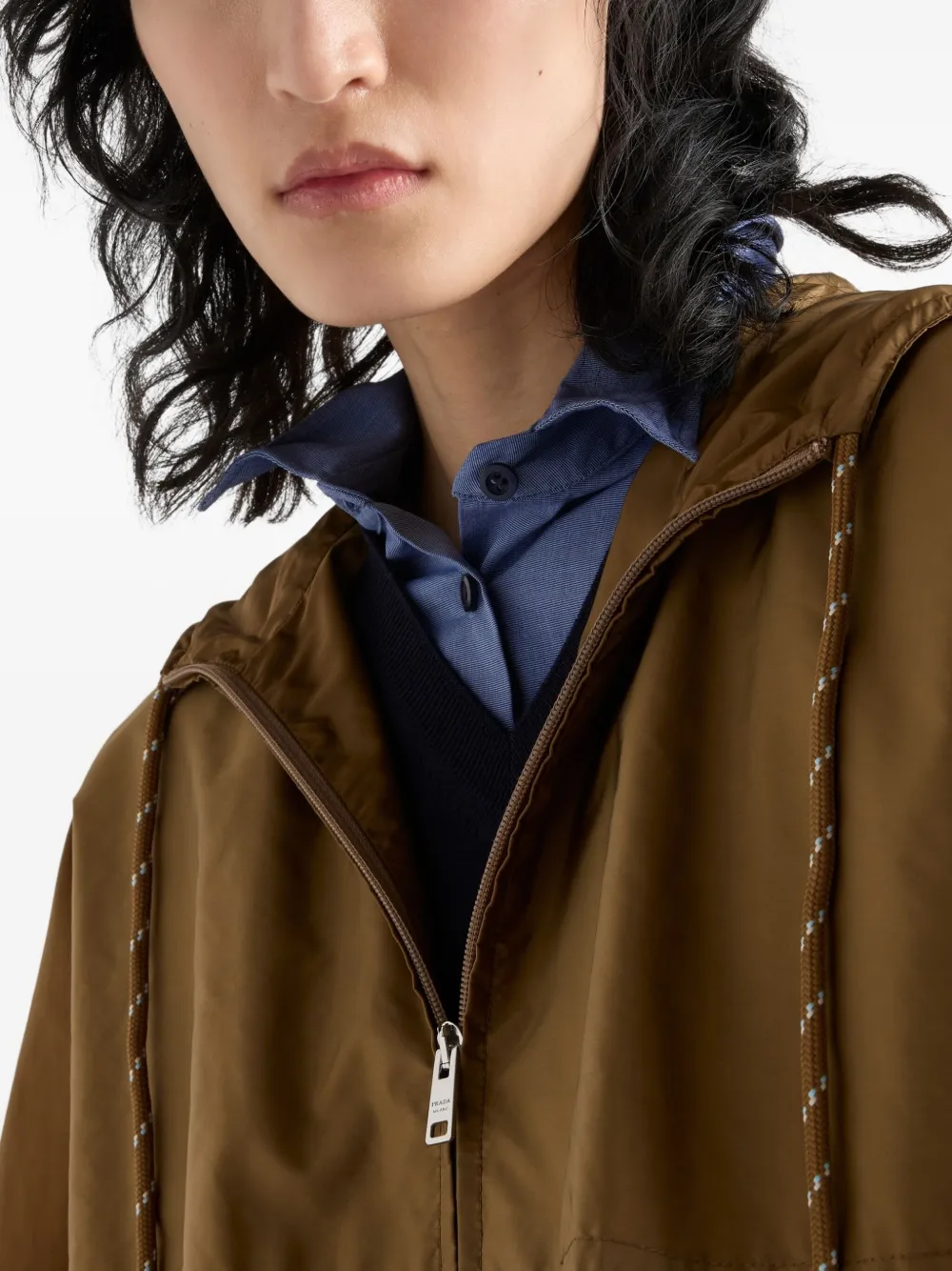 Prada Re-Nylon lichtgewicht regenjas Bruin