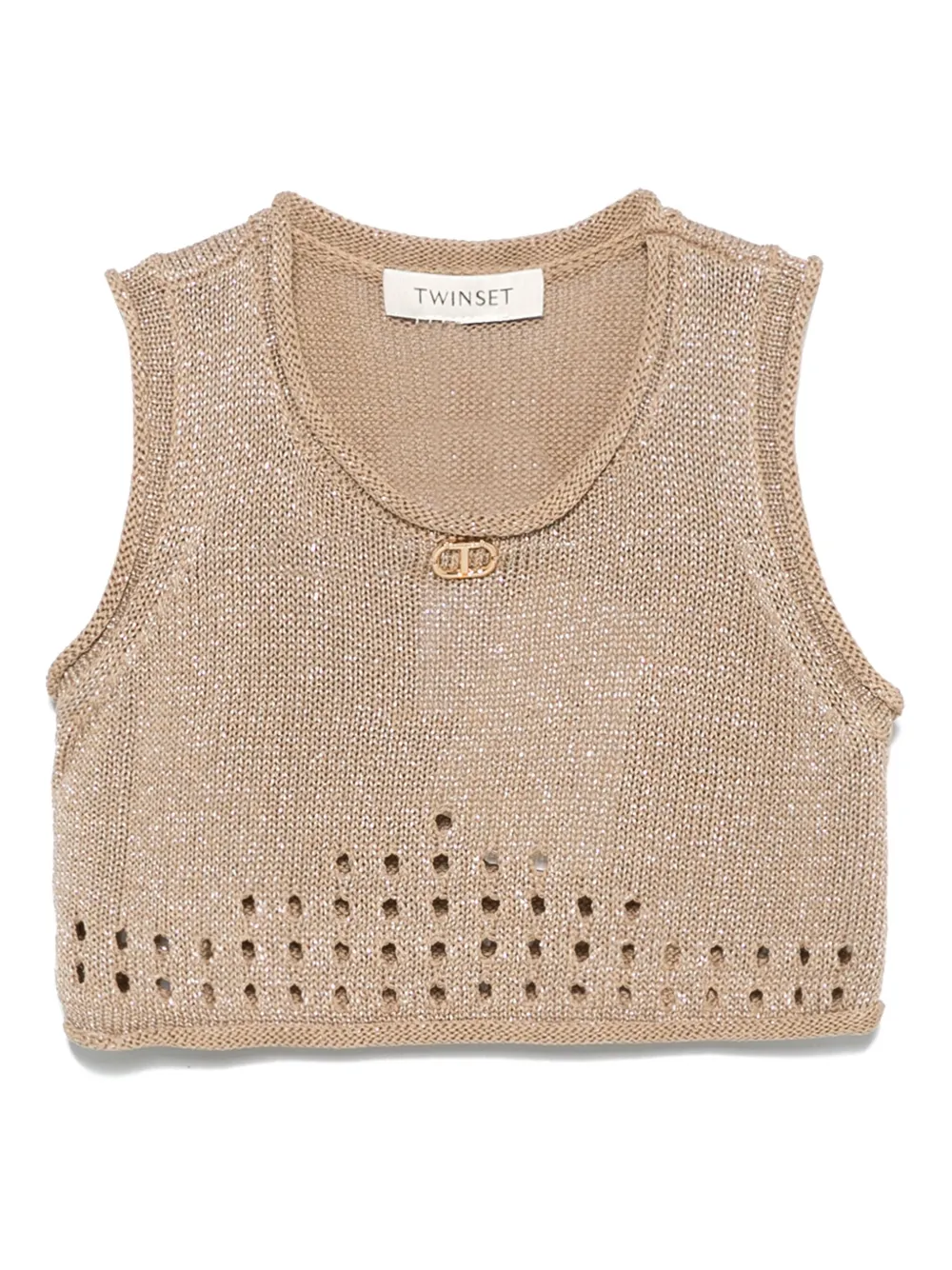 TWINSET Kids Lurex gebreide top Beige