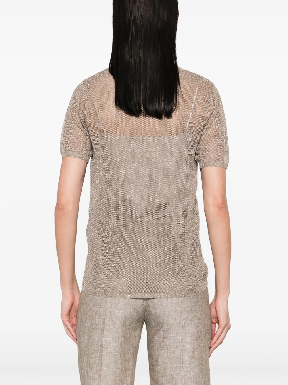 Herno Opengebreid T-shirt Beige