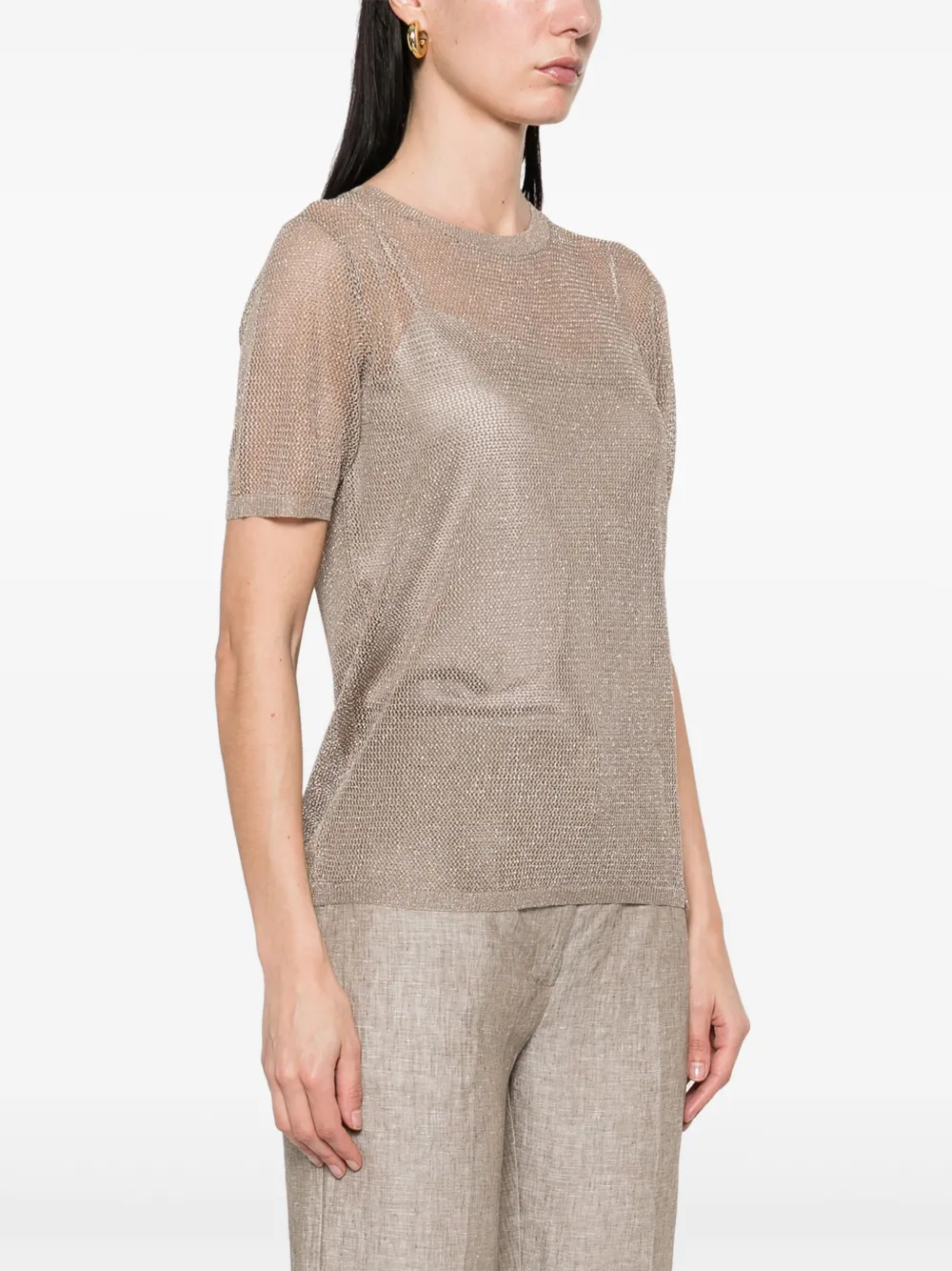 Herno Opengebreid T-shirt Beige