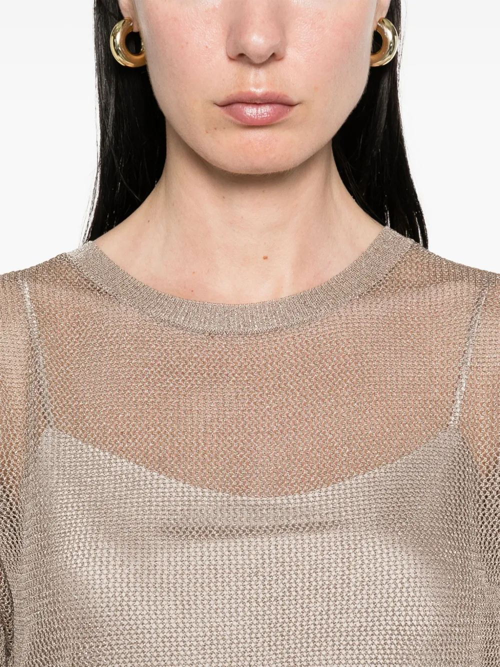 Herno Opengebreid T-shirt Beige