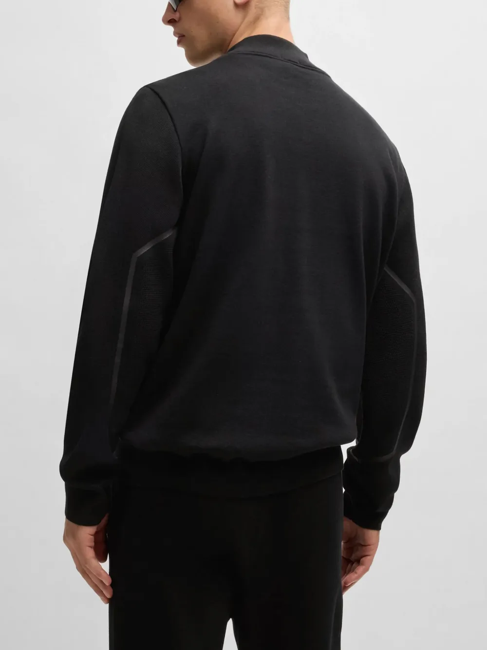 Hugo Boss Zip-neck Regular-fit Sweater With Logo Detail In ブラック
