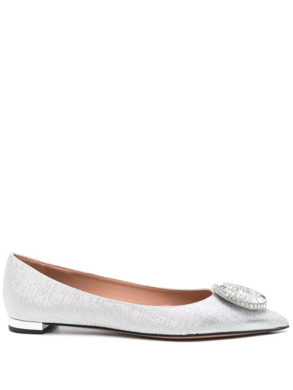 Aquazzura Crystal Hoop Ballerinas in Silver