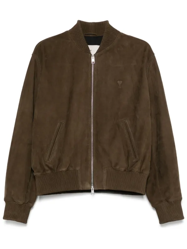 AMI Paris スエード ボンバージャケット | グリーン | FARFETCH JP