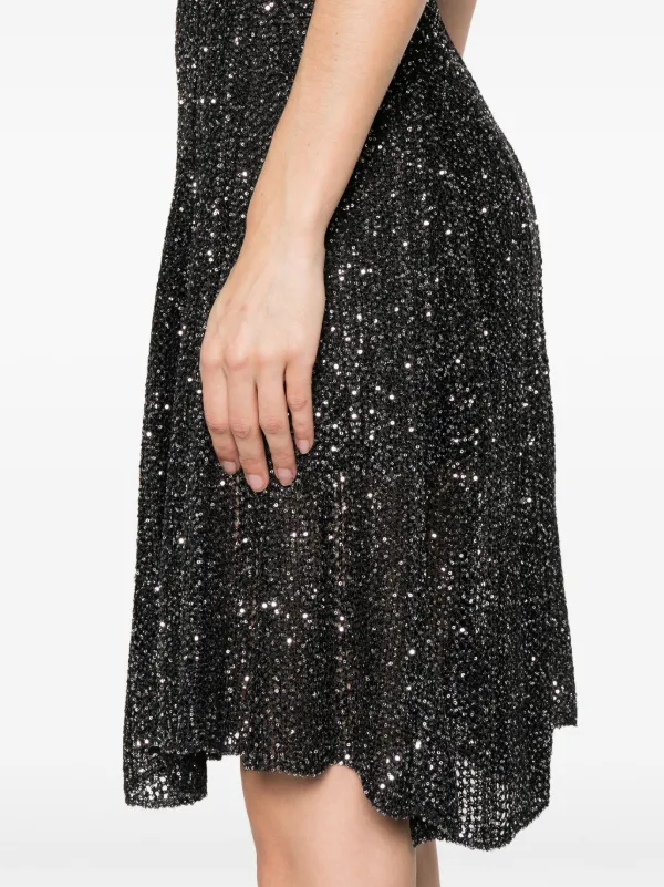 alaia sequin dress Strapless sequin-embellished metallic ribbed-knit gown - navy