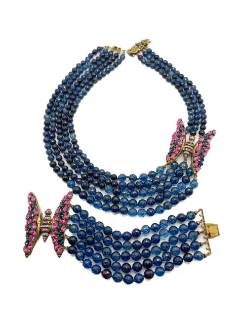 Jennifer Gibson Jewellery 1990's Pre-Owned 이탈리안 그란데 버터플라이 네크리스 브레이슬릿 세트