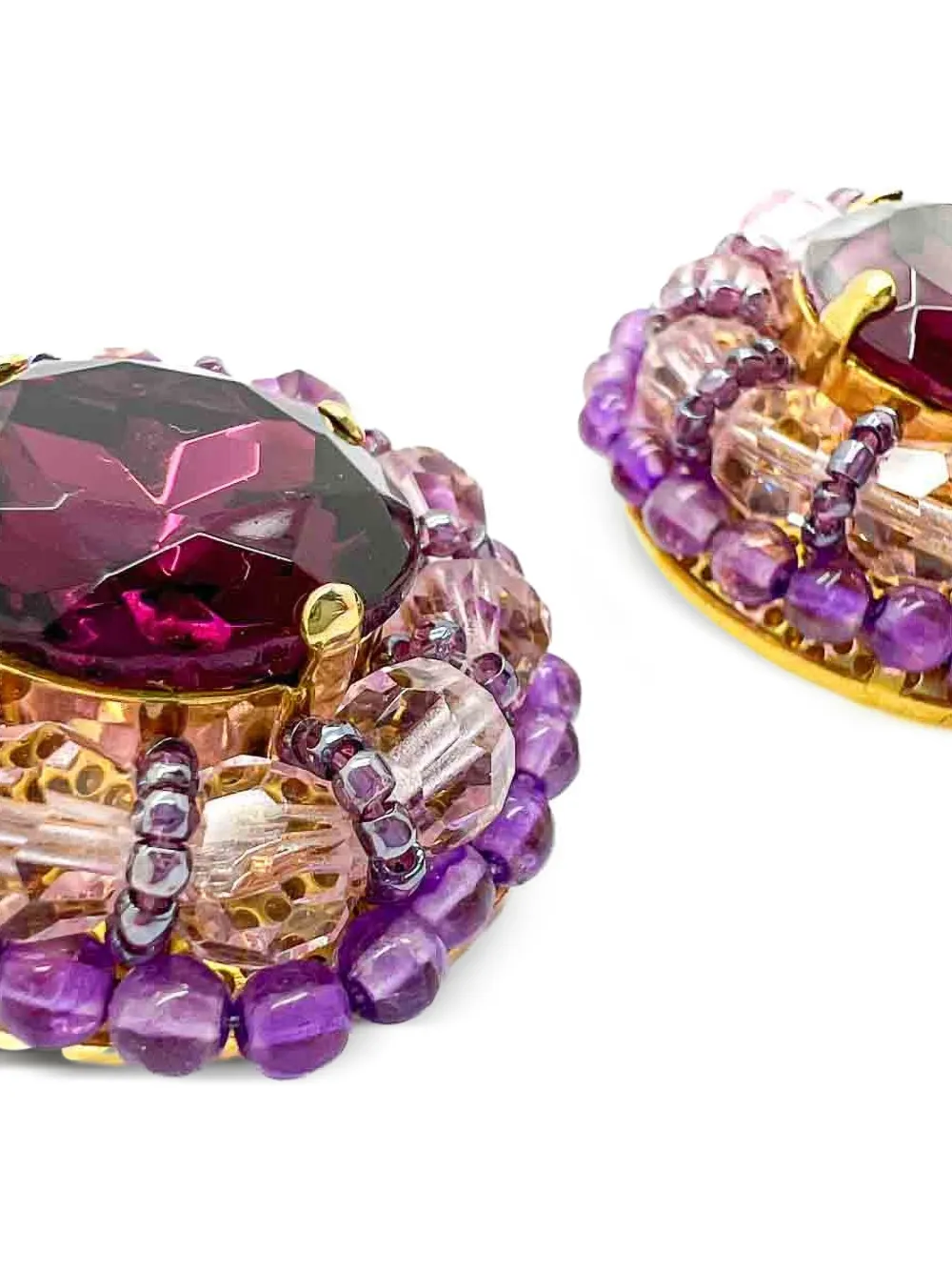 Jennifer Gibson Jewellery 1960s pre-owned Vintage Grand Amethyst oorclips met kristallen - Paars