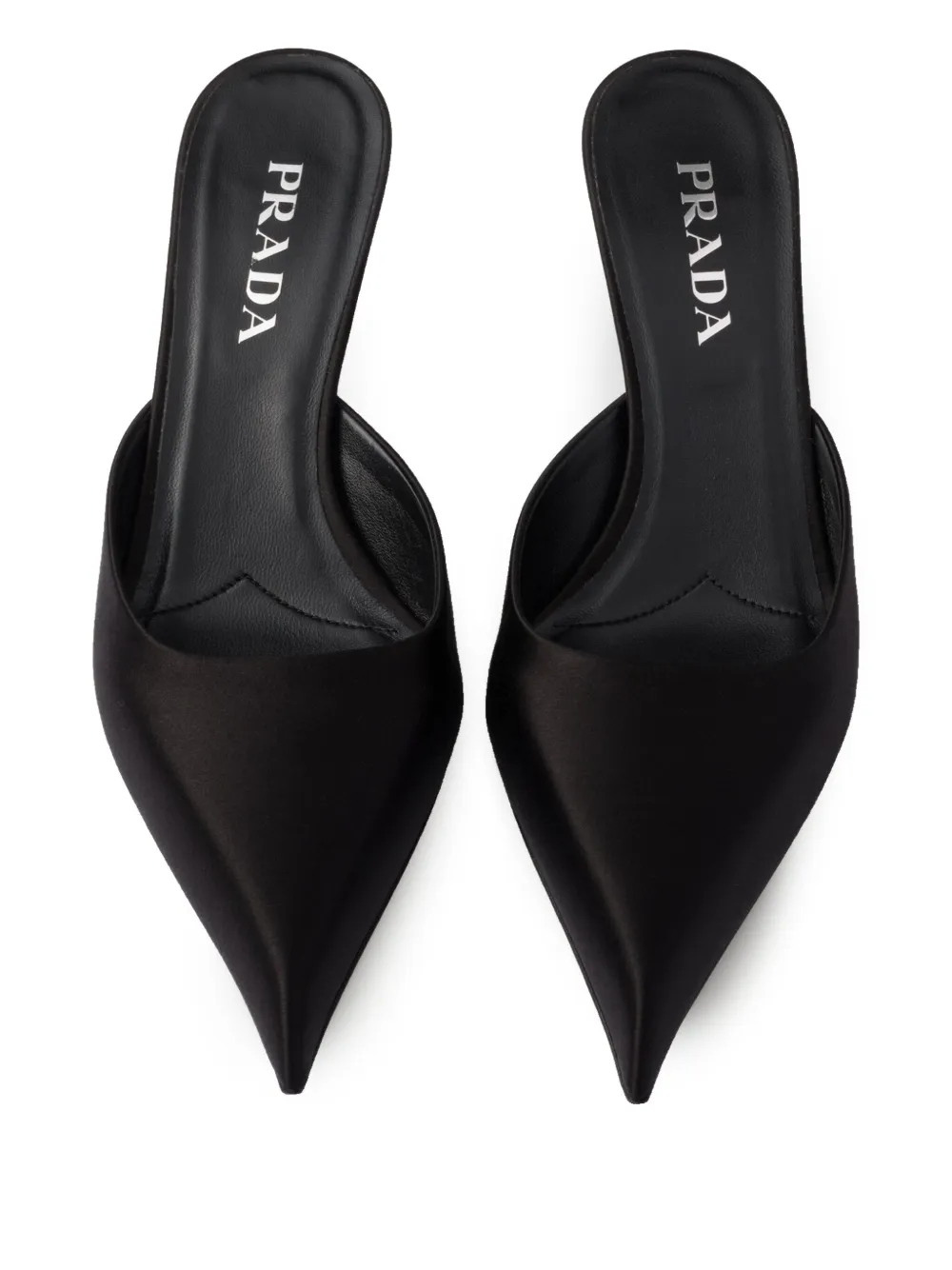 Prada 55mm satin mules Black