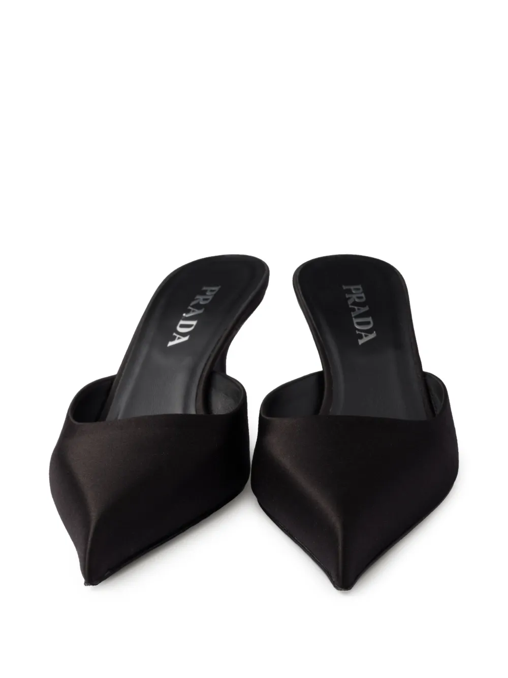 Prada 55mm satin mules Black