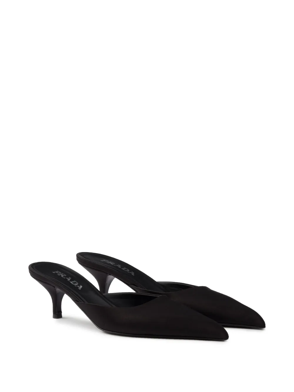 Prada 55mm satin mules Black