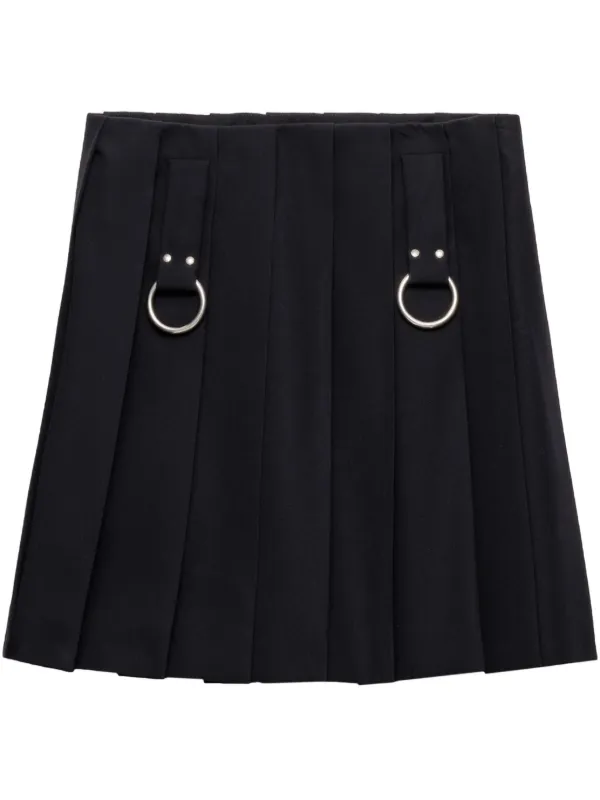 Prada Pleated Gabardine Mini Skirt in Blue