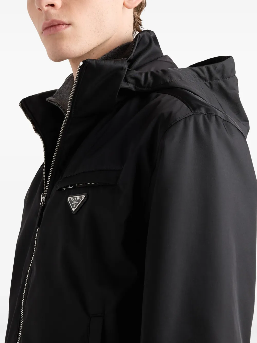 Prada Re-nylon Blouson Jacket In Black