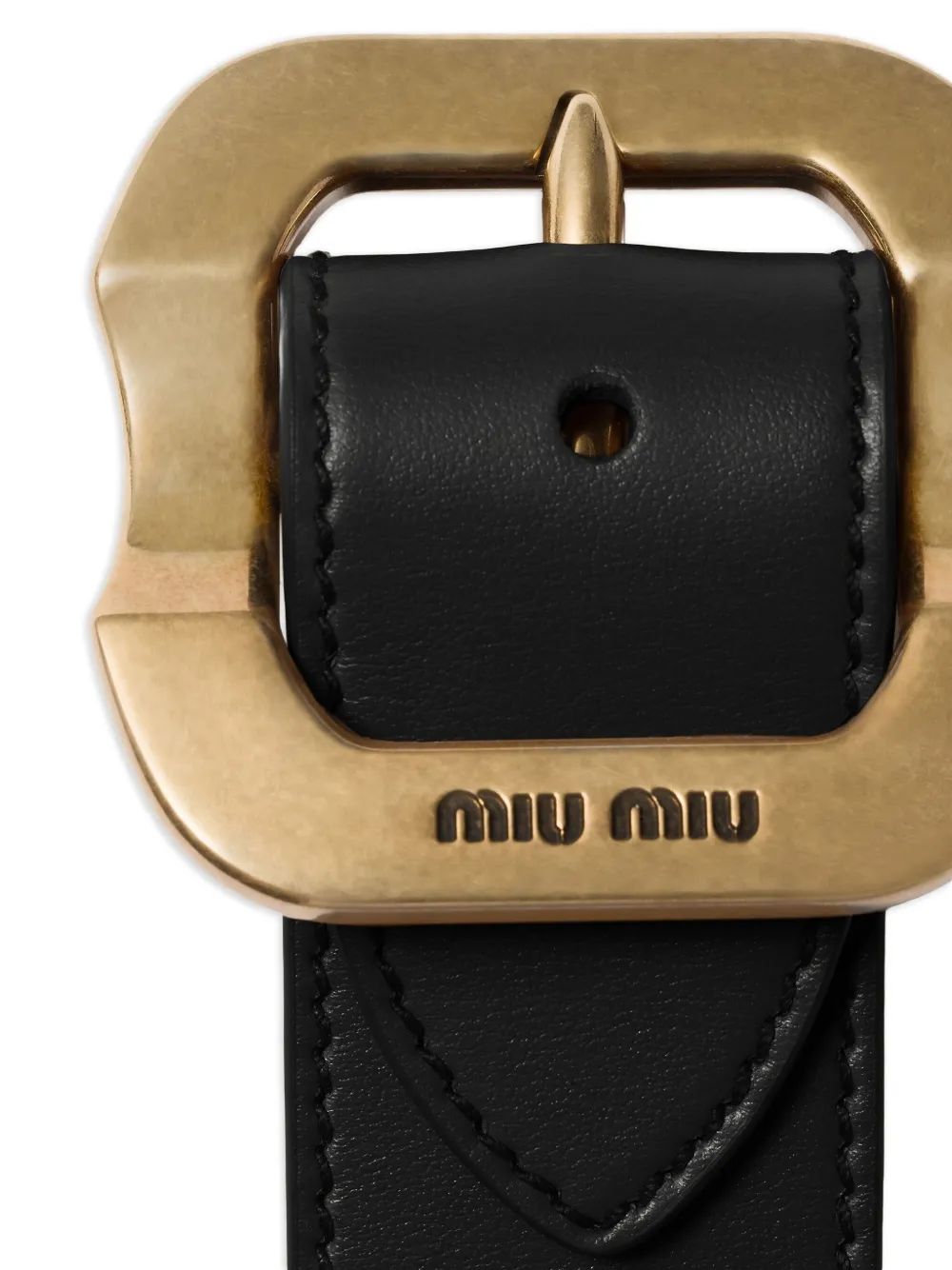 Miu Miu Buckle Leather Chain In Black