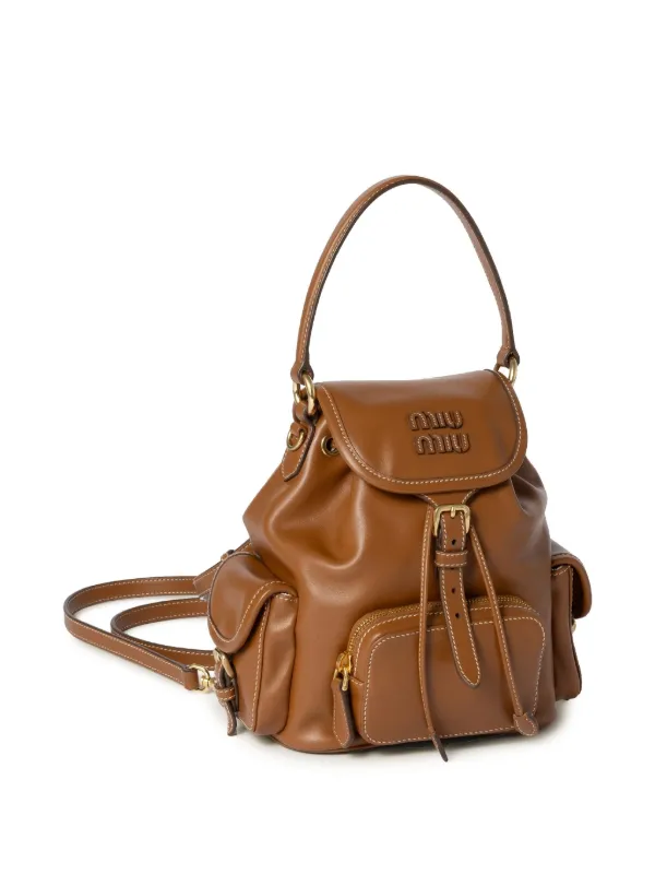 miu ~miu ブラウンバックパック Miu Miu Leather Backpack | Brown | FARFETCH