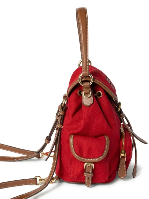 Miu Miu logo-lettering Backpack | Red | FARFETCH