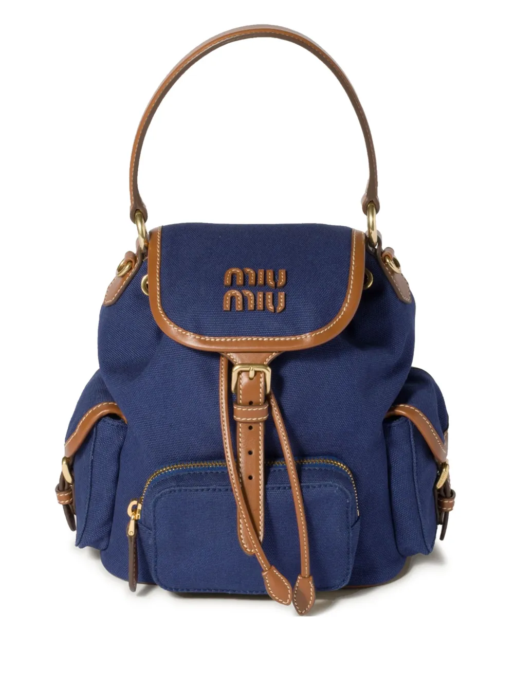 Miu Miu logo-lettering backpack | Blue | Image 1