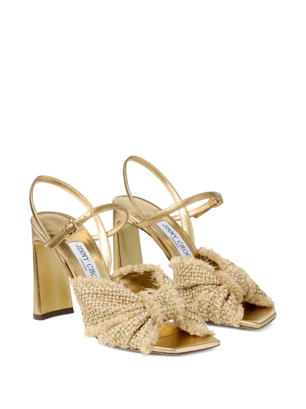 ◆正規品・新品◆Jimmy Choo(ジミーチュウ) 'annika' Sandals Annika Mule 35 | Gold Raffia & Metallic Nappa Sandals