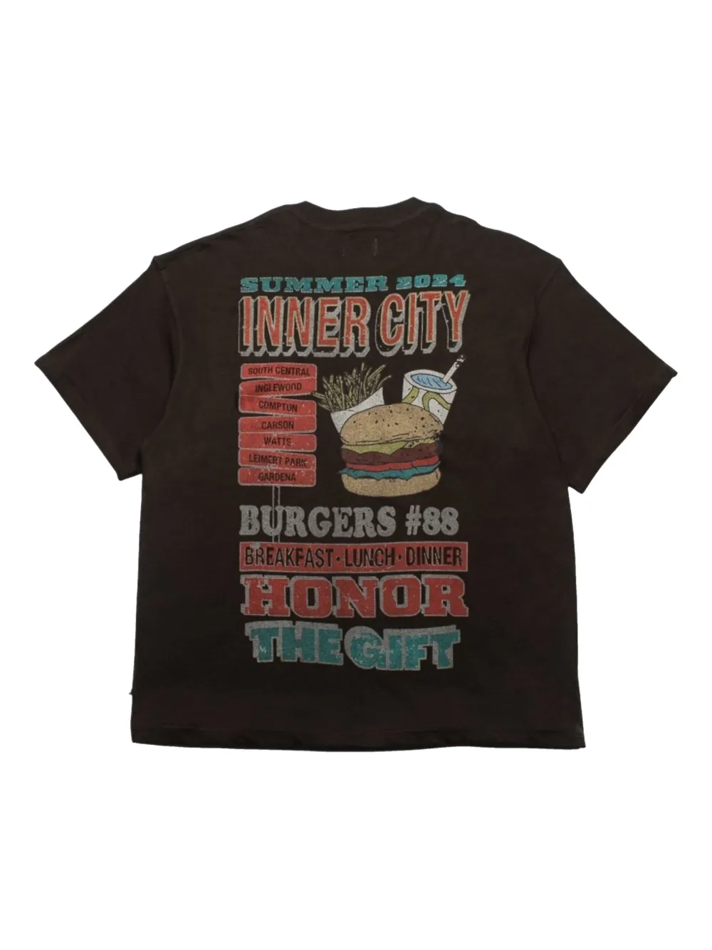 Honor The Gift HTG Burgers T-shirt - Zwart