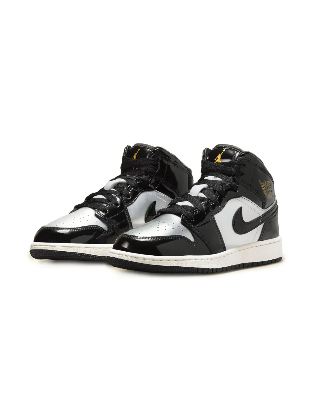 Jordan Kids Jordan 1 Mid SE Black/Metallic Silver/Sail/Metallic Gold sneakers - Zwart