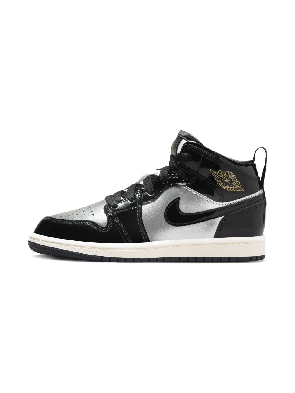 Jordan Kids Jordan 1 Mid SE "Black Metallic Silver Sail Metallic Gold" sneakers